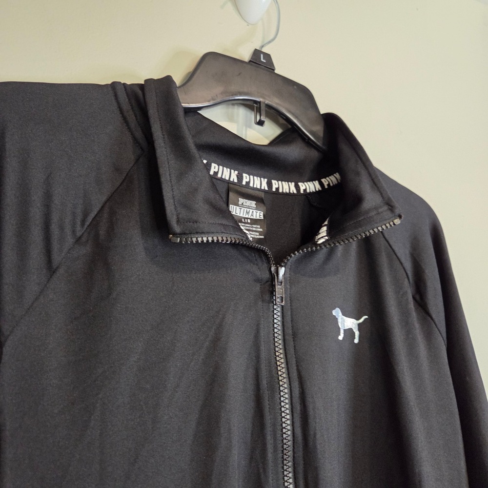 Pink Victoria's Secret Ultimate Quarter Zip Pullover Womens Large Black Marble